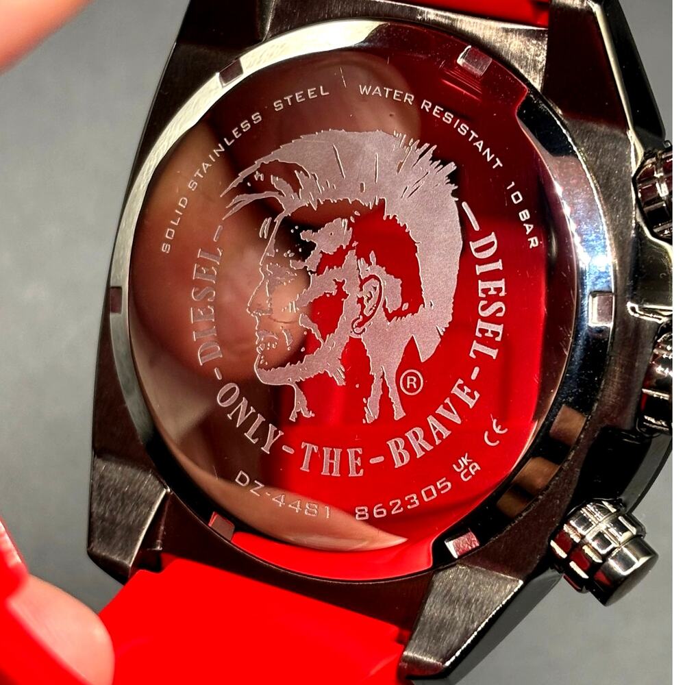 Diesel Overflow DZ4481 Chronograph Red Silicone 55mm Men’s Watch - Picture 11 of 17